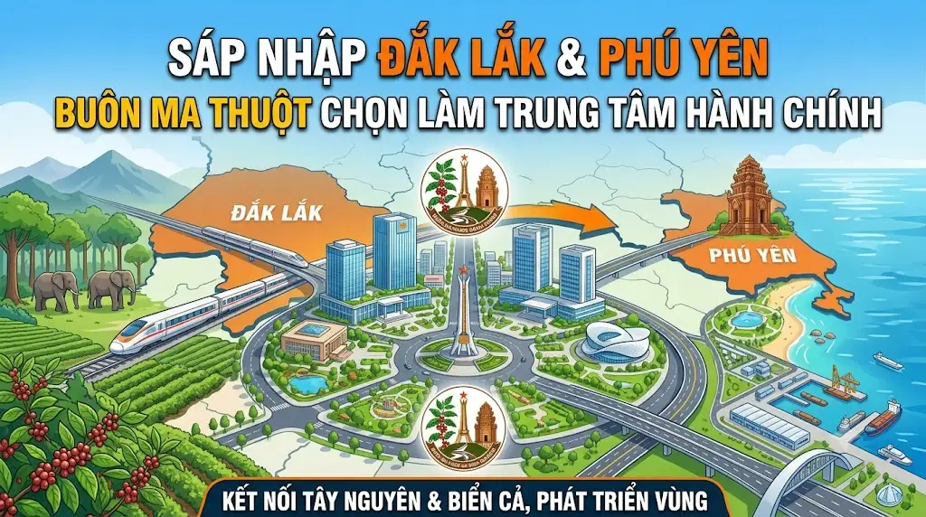 Sáp nhập Đắk Lắk và Phú Yên: Buôn Ma Thuột được chọn làm trung tâm hành chính